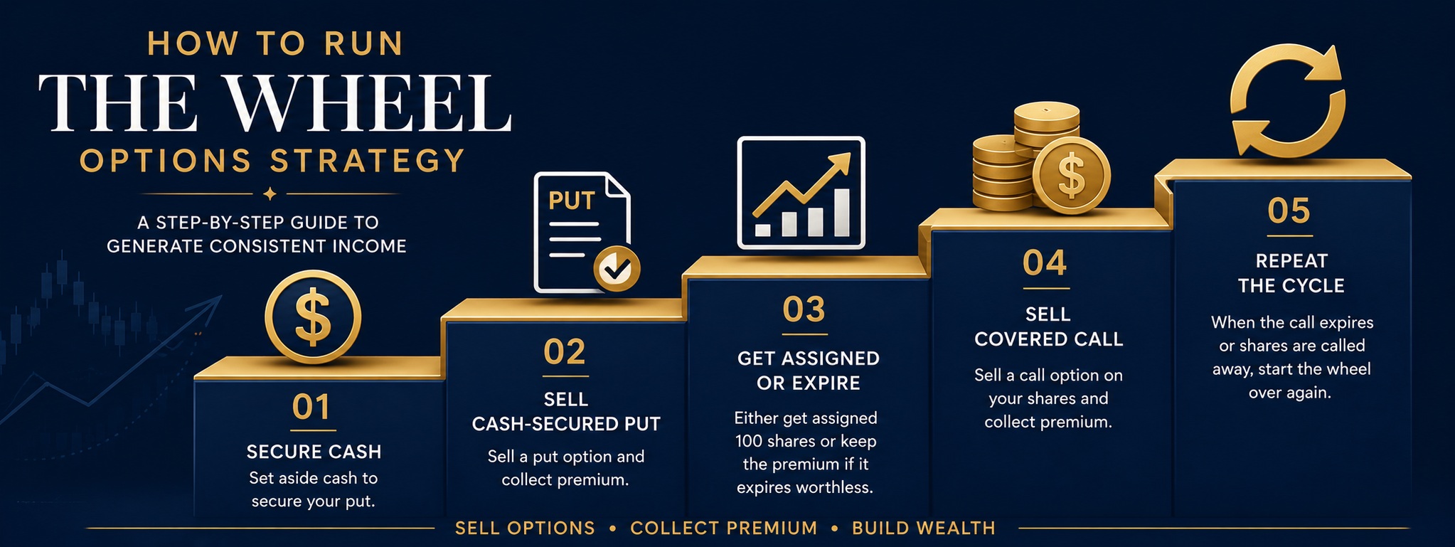 How to run the Wheel options strategy step-by-step infographic